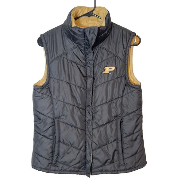 Columbia Purdue University Puffer Reversible Vest Black/Gold Women's Medium - Picture 1 of 9